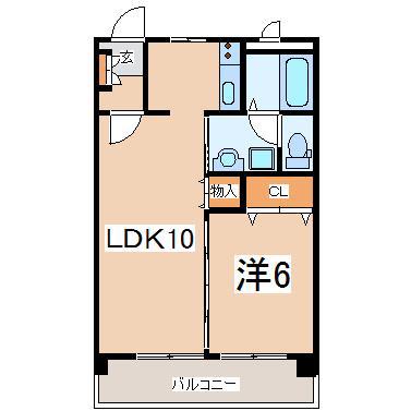 アヴェニールII(1LDK/6階)の間取り写真