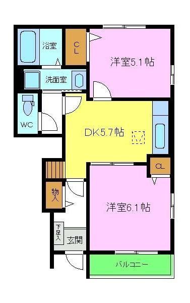 シュティル(2K/1階)の間取り写真