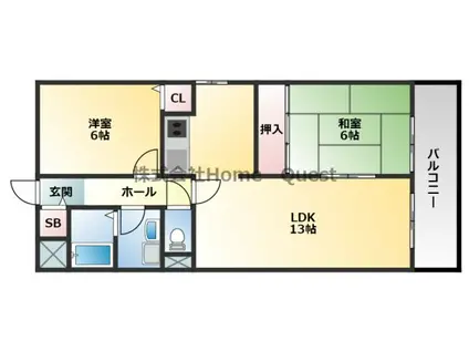 エムライフ(2LDK/4階)の間取り写真