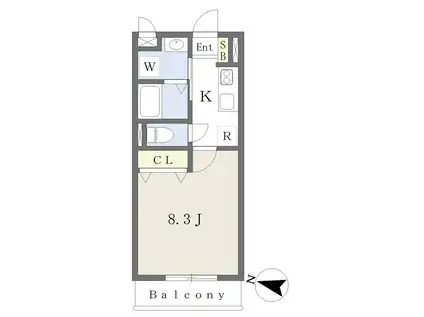 サニークレストOZU(1K/1階)の間取り写真