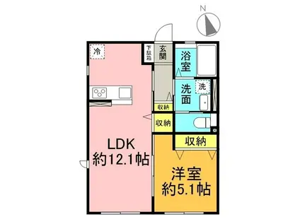 HARMONY田園(1LDK/1階)の間取り写真