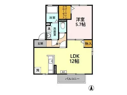 アーク・リヴェールA(1LDK/1階)の間取り写真