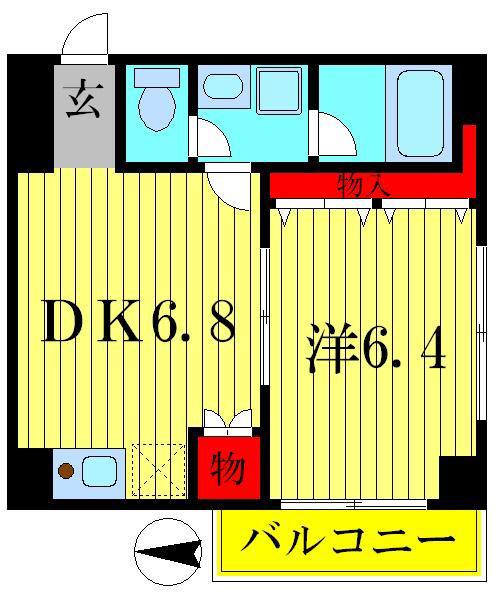 ヨツギサンエムコーポ(1DK/1階)の間取り写真