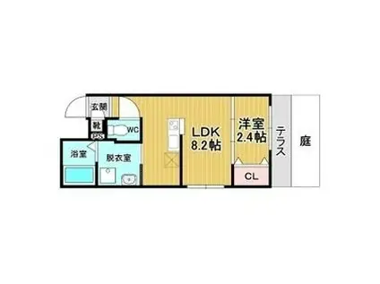 リアコート千里丘Iノース(1LDK/1階)の間取り写真