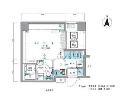 メインステージ亀戸III(1K/4階)の間取り写真