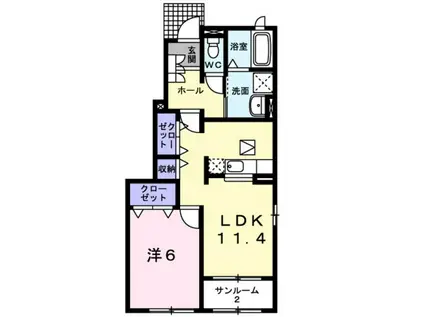 ウエスト 戸出(1LDK/1階)の間取り写真