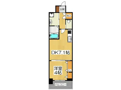 ベラジオ雅び烏丸十条(1DK/4階)の間取り写真