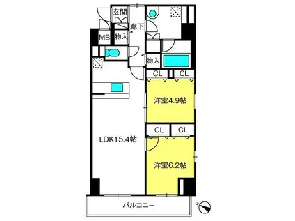 GRAN COURT YONO(2LDK/2階)の間取り写真