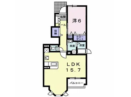 ポート・レーゼ A(1LDK/1階)の間取り写真