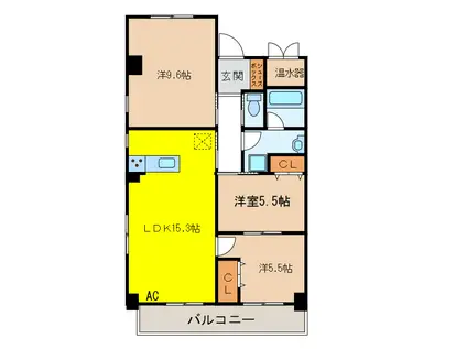 レジデンスタツミ二番館(3LDK/4階)の間取り写真