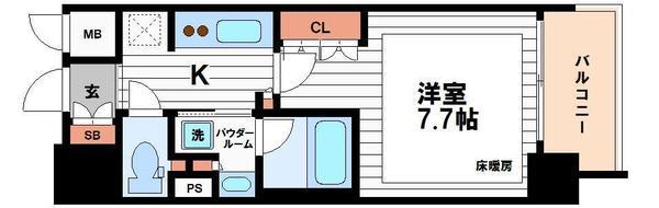 アーバネックス心斎橋(1K/7階)の間取り写真