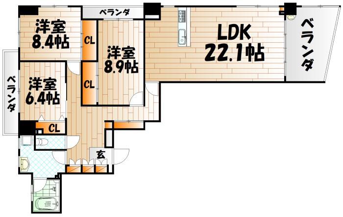 フェルト5(3LDK/2階)の間取り写真