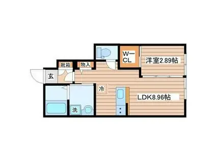 グランヴィラ八本松(1LDK/1階)の間取り写真