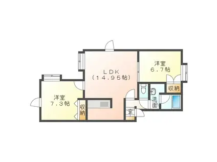 エルヴァージュ(2LDK/2階)の間取り写真