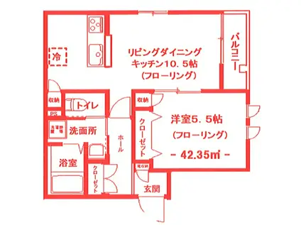 メゾン・ド・グローリー(1LDK/3階)の間取り写真