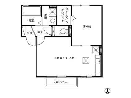 アシュランス・コバ(1LDK/1階)の間取り写真
