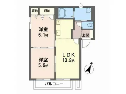 プレジオK(2LDK/1階)の間取り写真