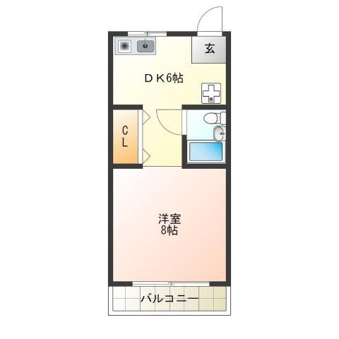 ハイツ桃山(1DK/2階)の間取り写真
