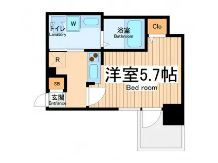 リヴシティ八丁畷(1K/2階)の間取り写真