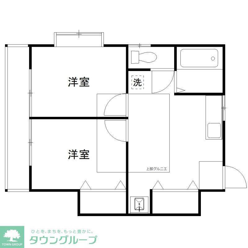 栄ハイツ(2DK/1階)の間取り写真