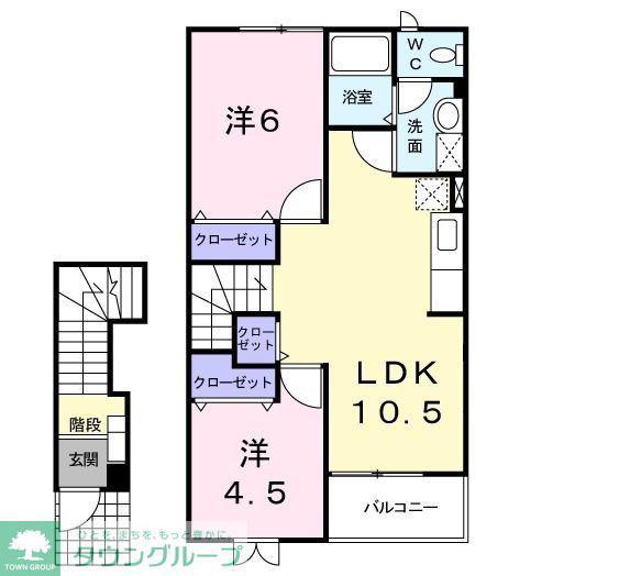 ミニヨン クーマ(2LDK/2階)の間取り写真