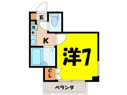 プラティークハイツ(1K/3階)の間取り写真