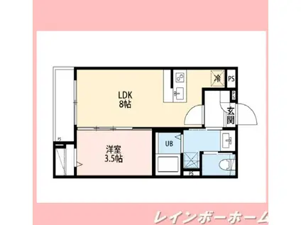 M S アパートメント(1LDK/3階)の間取り写真