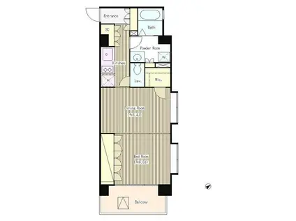 コートラクリア京橋(1LDK/10階)の間取り写真