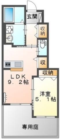 カレラB(1LDK/1階)の間取り写真