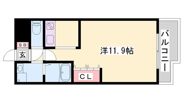グランドールヒメジ(1K/1階)の間取り写真
