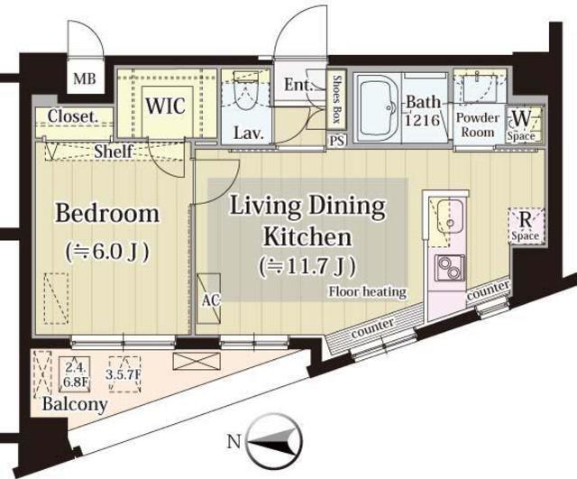 MIA CASA II(1LDK/4階)の間取り写真