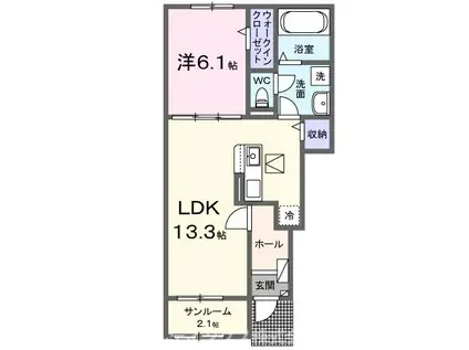 アイルー II(1LDK/1階)の間取り写真