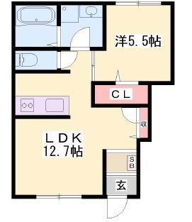 メイプルハイムA棟(1LDK/1階)の間取り写真