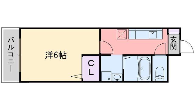 アリエス室見(1K/2階)の間取り写真