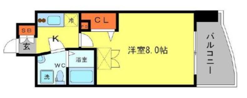 AFFLUENCE難波(1K/9階)の間取り写真