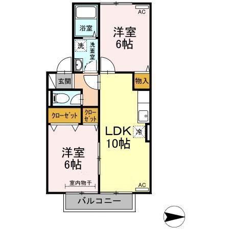 サニーヒルT(2LDK/2階)の間取り写真