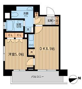 ラクラス田町(1DK/3階)の間取り写真