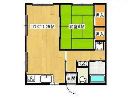 コーポあすなろ(1LDK/2階)の間取り写真