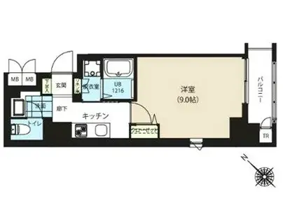 グランカーサ日本橋浜町(1K/3階)の間取り写真