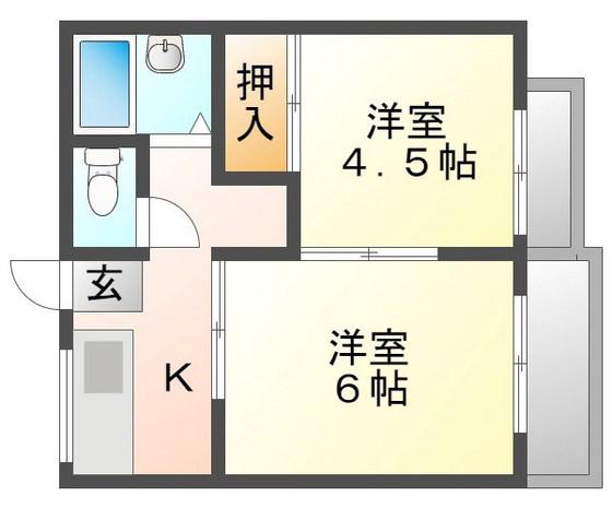 アネックスあゆみ南棟(2K/2階)の間取り写真
