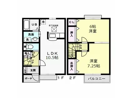 フォレスタB(2LDK/1階)の間取り写真