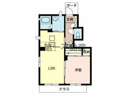 MAST COURT下滝野(1LDK/1階)の間取り写真