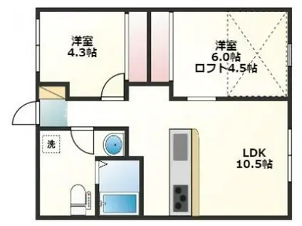 CAT BOX TADEIKE A(2LDK/1階)の間取り写真