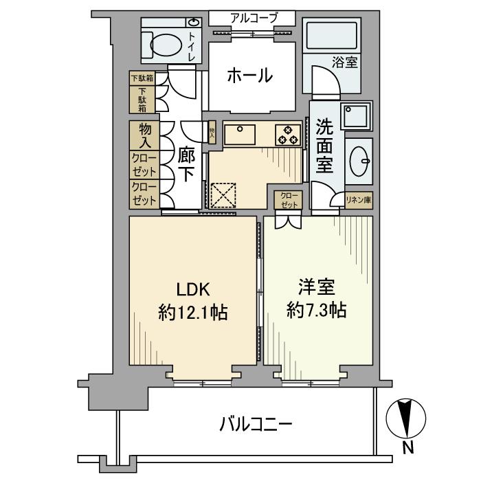 グラングリーン大阪 THE ノース RESIDENCE(1LDK/10階)の間取り写真