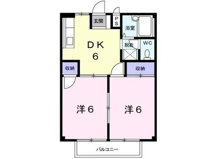 ファミールメゾン舞(2DK/2階)の間取り写真