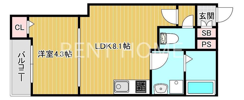 LINO久宝寺(1LDK/2階)の間取り写真