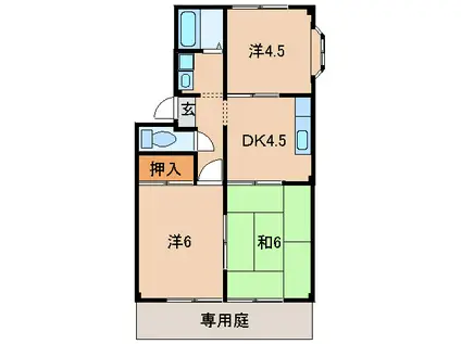 エレガントハイツ岩出(3DK/1階)の間取り写真