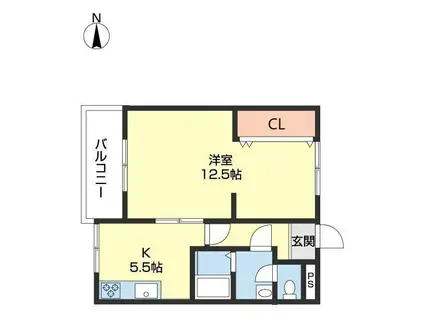 マンション神前(1K/1階)の間取り写真