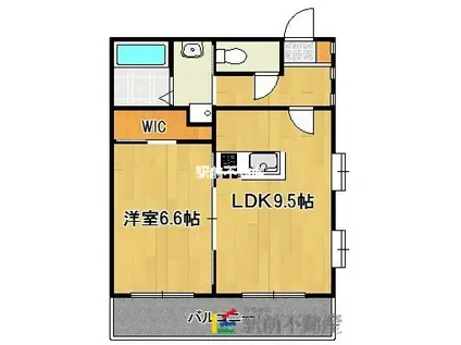 ラ・ヴェリテ(1LDK/2階)の間取り写真