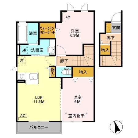 オリーブ フルール(2LDK/2階)の間取り写真